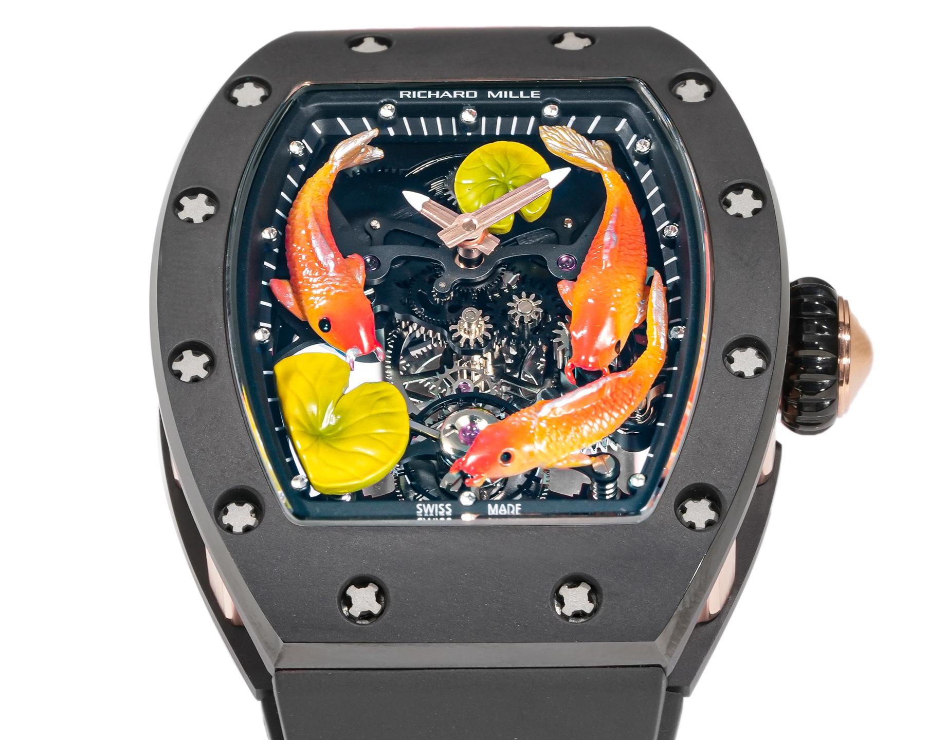 Richard Mille RM 75-01 Flying Tourbillon Sapphire black case, black bezel, skeleton dial, black strap with multicolor decorative elements 41.7mm Men's Automatic