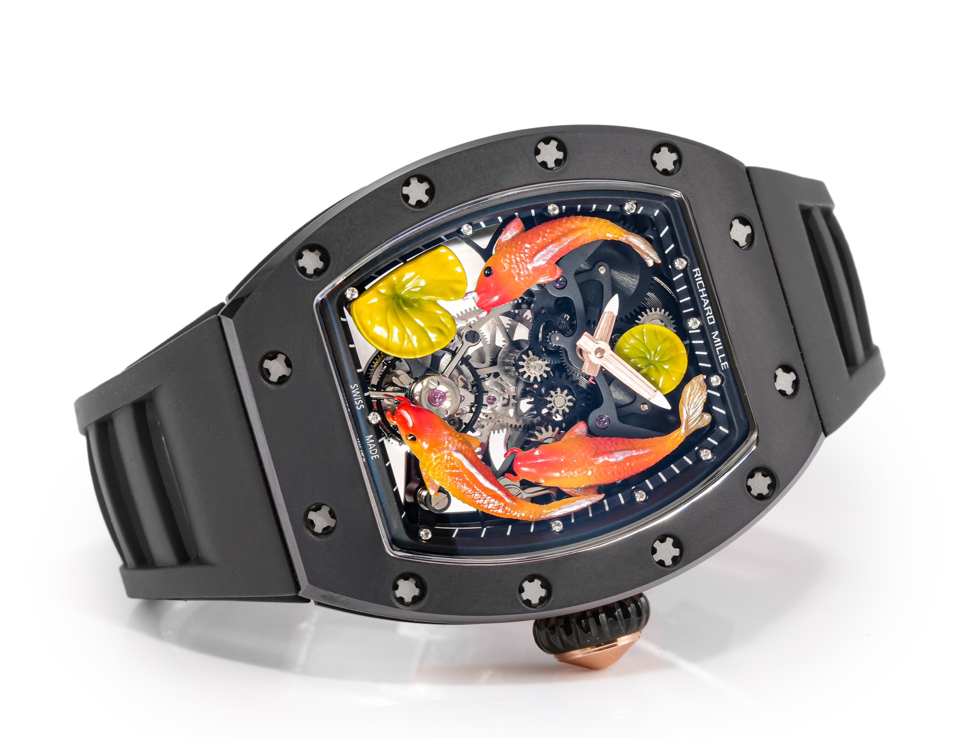 Richard Mille RM 75-01 Flying Tourbillon Sapphire black case, black bezel, skeleton dial, black strap with multicolor decorative elements 41.7mm Men's Automatic