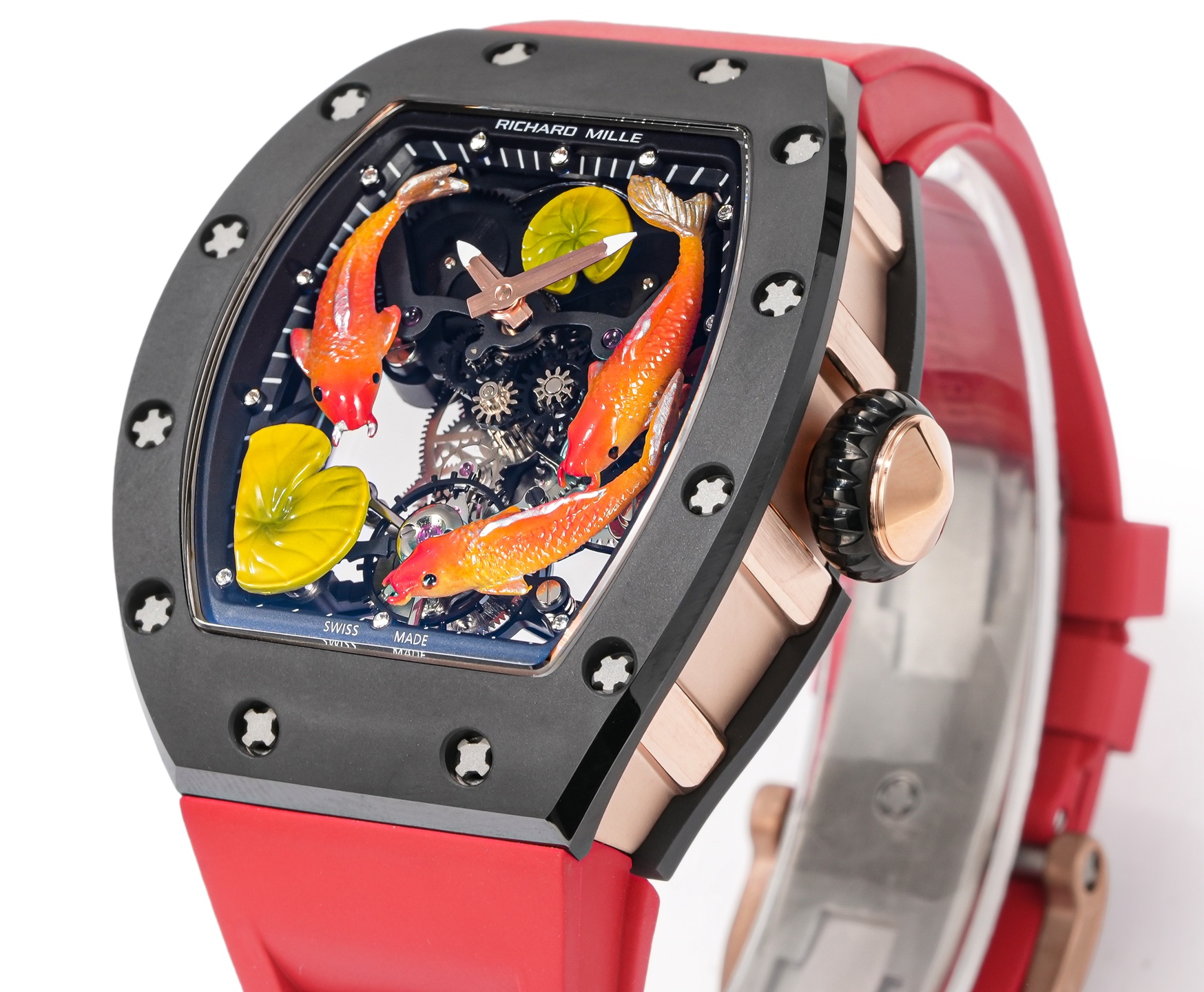Richard Mille RM 68-01 Tourbillon Cyril Kongo black case, black bezel, multicolor skeleton dial, red strap 42.7mm Men's Manual-winding Tourbillon