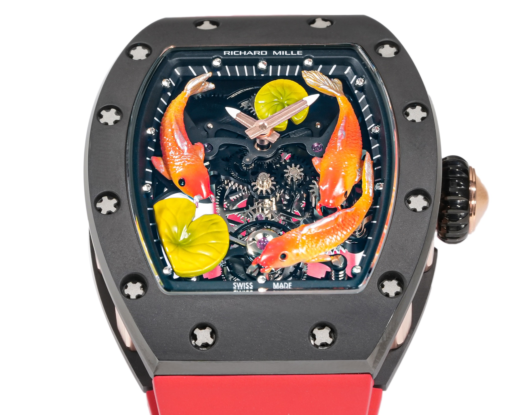 Richard Mille RM 68-01 Tourbillon Cyril Kongo black case, black bezel, multicolor skeleton dial, red strap 42.7mm Men's Manual-winding Tourbillon