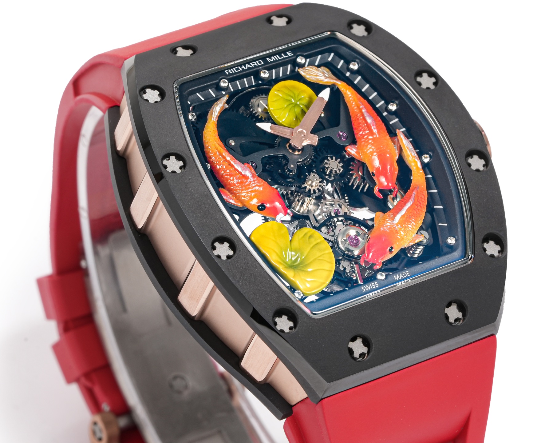 Richard Mille RM 68-01 Tourbillon Cyril Kongo black case, black bezel, multicolor skeleton dial, red strap 42.7mm Men's Manual-winding Tourbillon