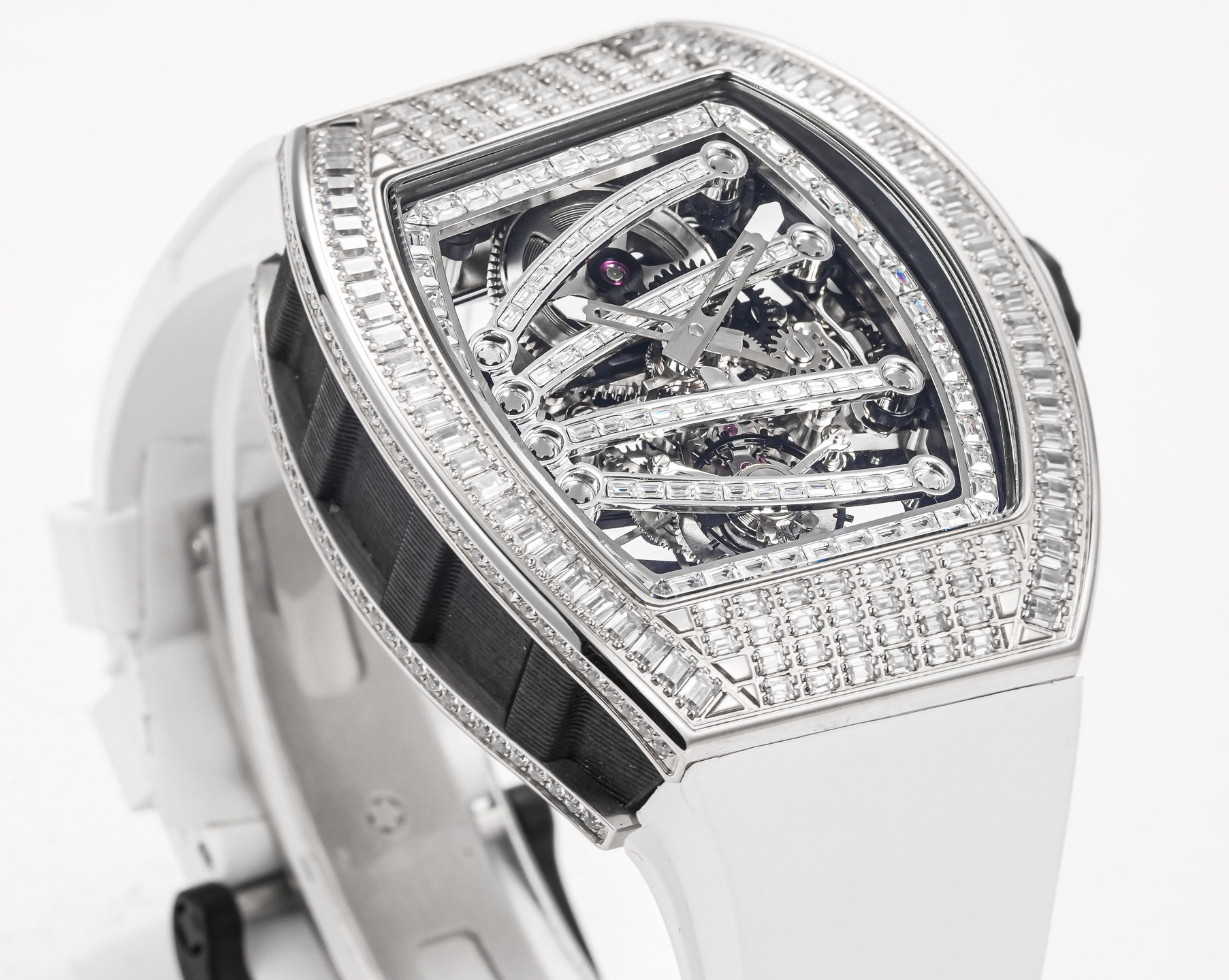 Richard Mille RM 59-01 Tourbillon Yohan Blake white sapphire-set case, bezel, skeleton dial, white strap 51mm Men's Manual Winding