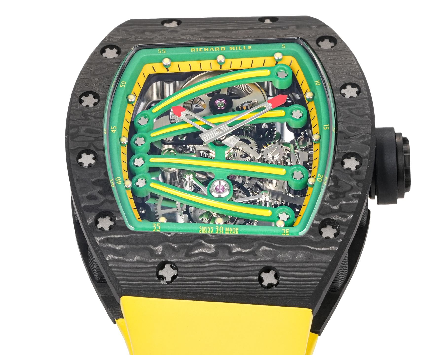 Richard Mille RM 59-01 Tourbillon Yohan Blake black case and bezel, green / yellow dial accents, yellow strap 50mm Men's Manual Winding