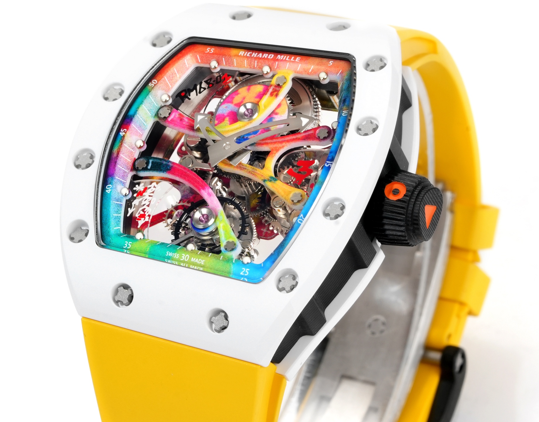 Richard Mille RM 68-01 Cyril Kongo Tourbillon white case, multicolor dial, yellow strap 38.7mm Men's Mechanical