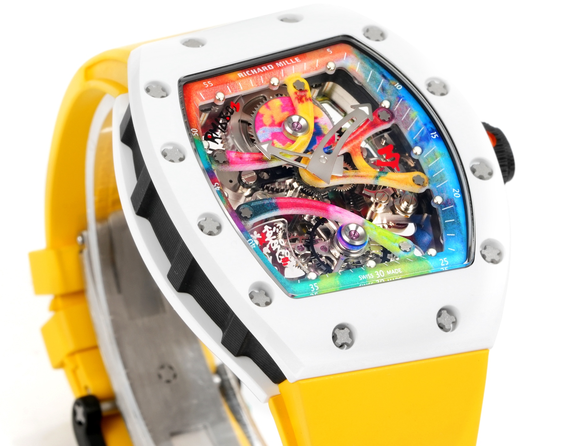 Richard Mille RM 68-01 Cyril Kongo Tourbillon white case, multicolor dial, yellow strap 38.7mm Men's Mechanical