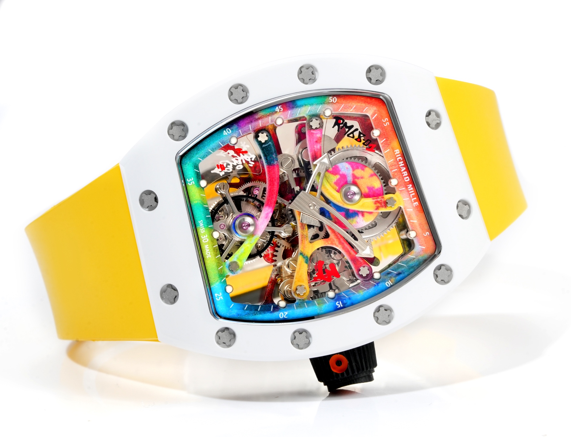 Richard Mille RM 68-01 Cyril Kongo Tourbillon white case, multicolor dial, yellow strap 38.7mm Men's Mechanical