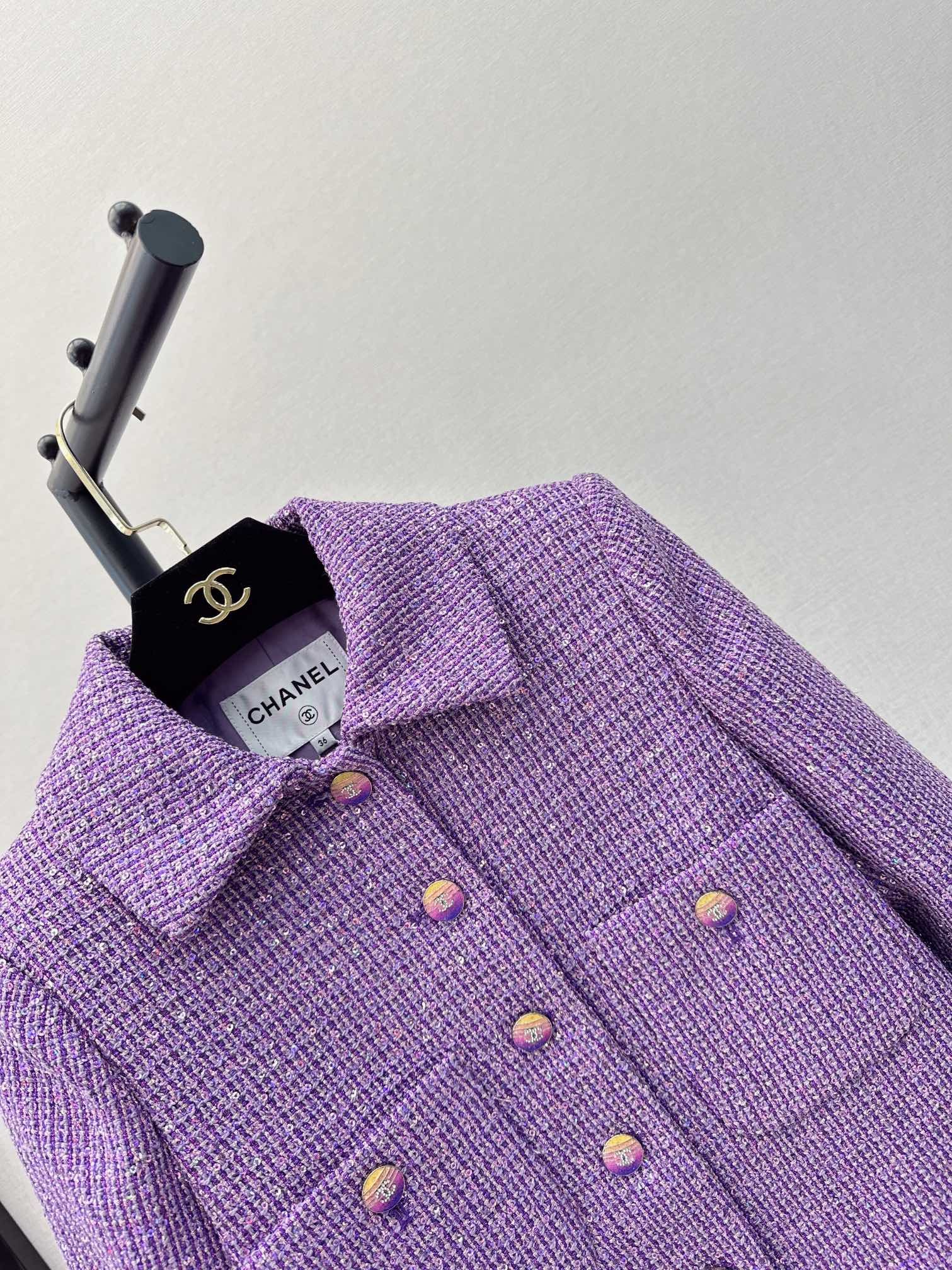 独家首发C家24Ss早春最新款超美紫色系亮片外套3D立体剪裁版型上身巨显瘦简洁不繁重的廓形任何身材都好穿