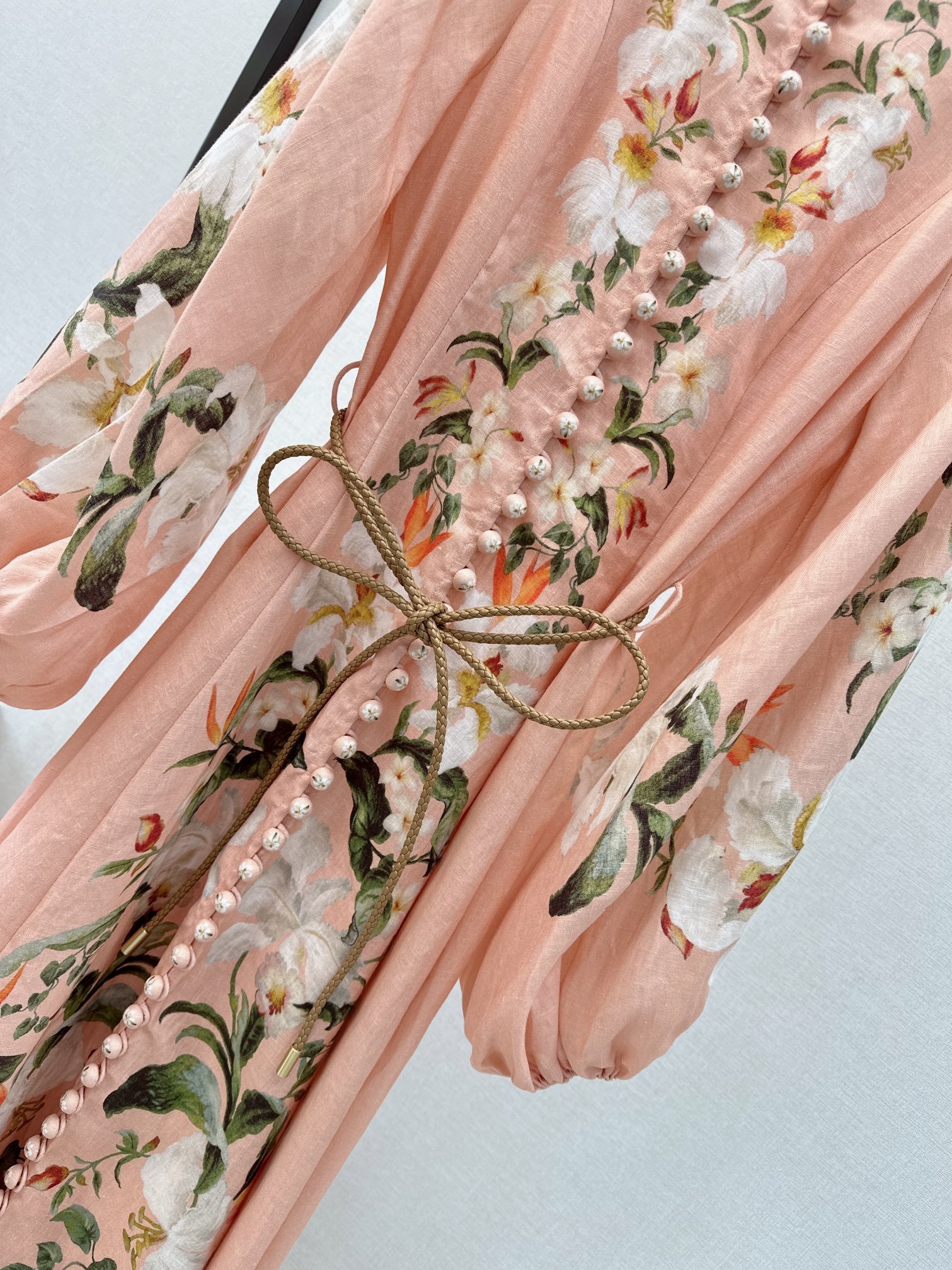 独家首发原单品质Zimmer-M24Ss早春最新款花卉图案亚麻长款连衣裙助你尽情释放女性魅力它以花卉印花