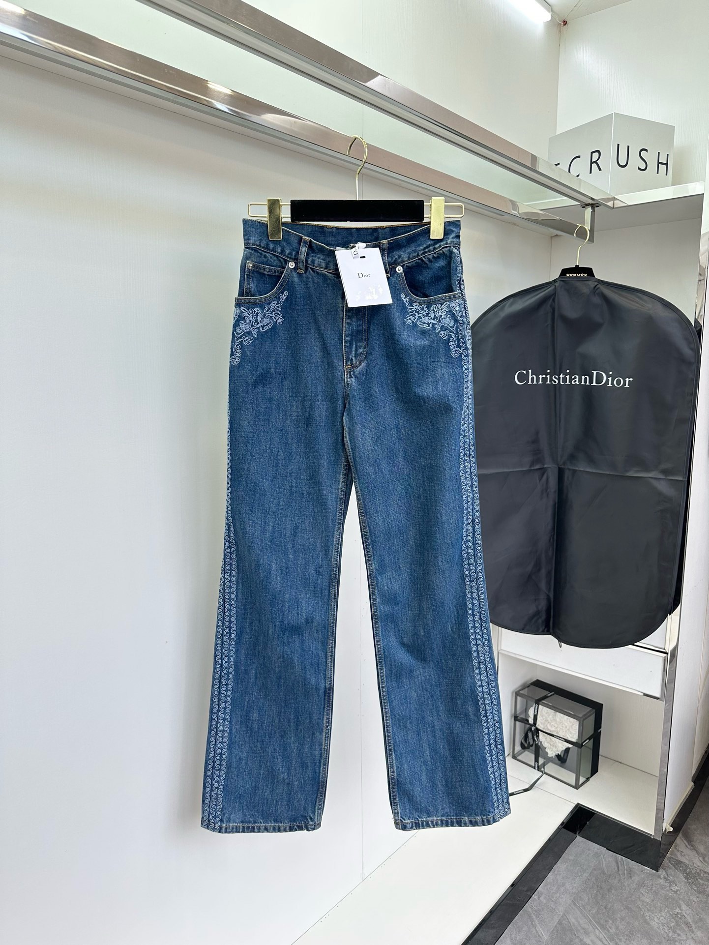 Dior Clothing Jeans Sale Outlet Online
 Blue Embroidery Spring Collection