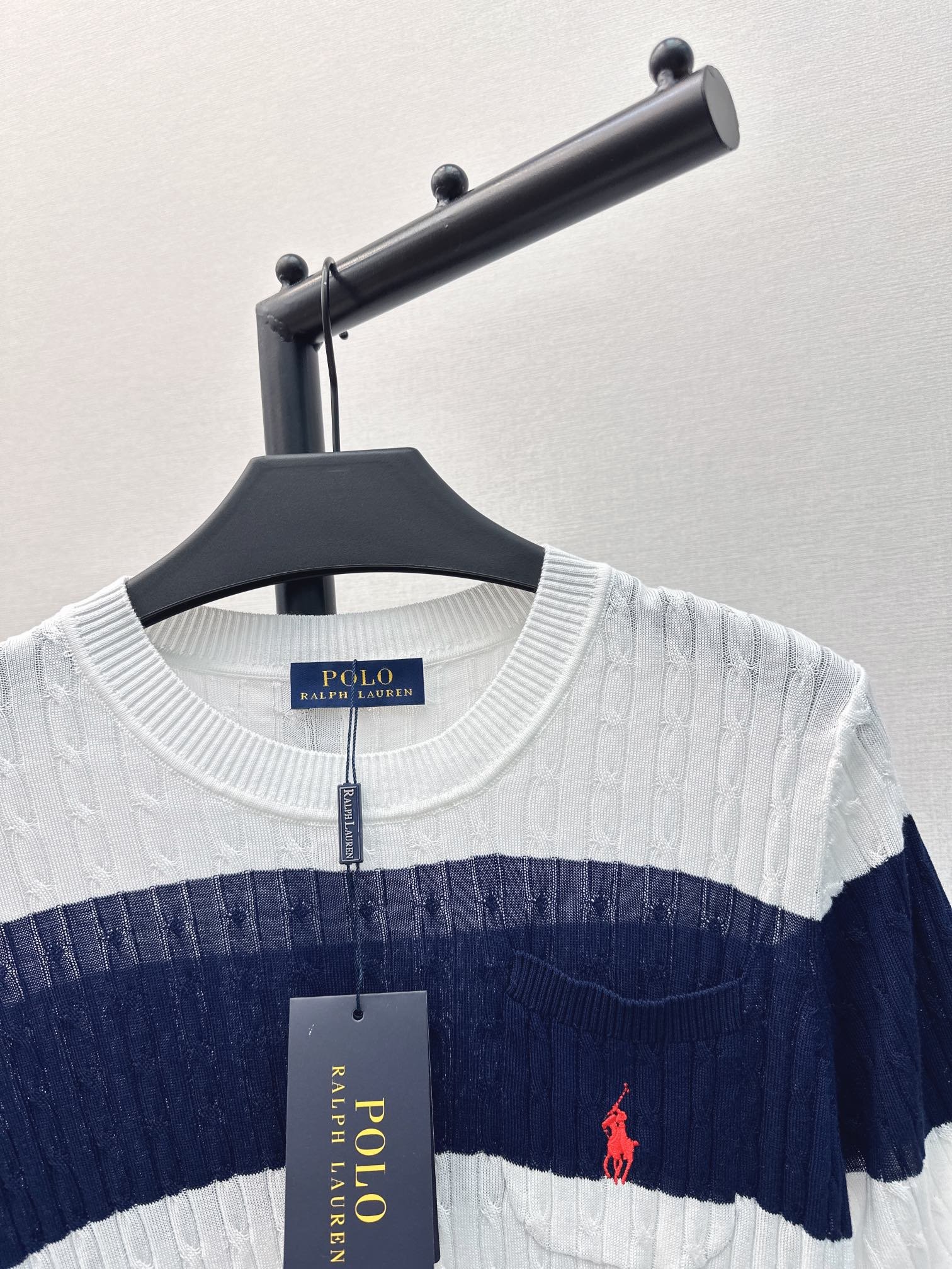 RL24Ss春夏最新款撞色条纹圆领针织衫经典款短袖版型日常必备的百搭款品质版型都是一流的随身版型打底单穿