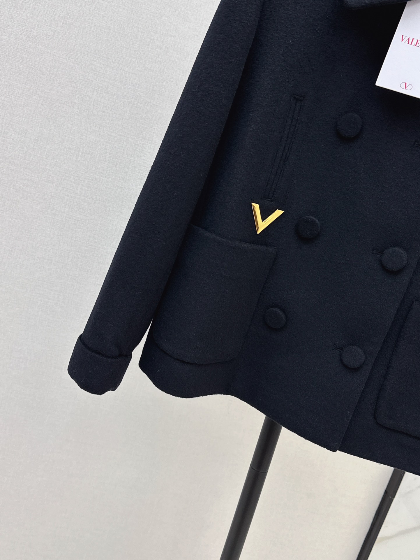 VLTN24Ss秋冬最新款经典五金装饰羊毛呢外套独家藏蓝色非常好看休闲时髦又有高级感版型剪裁恰到好处不会