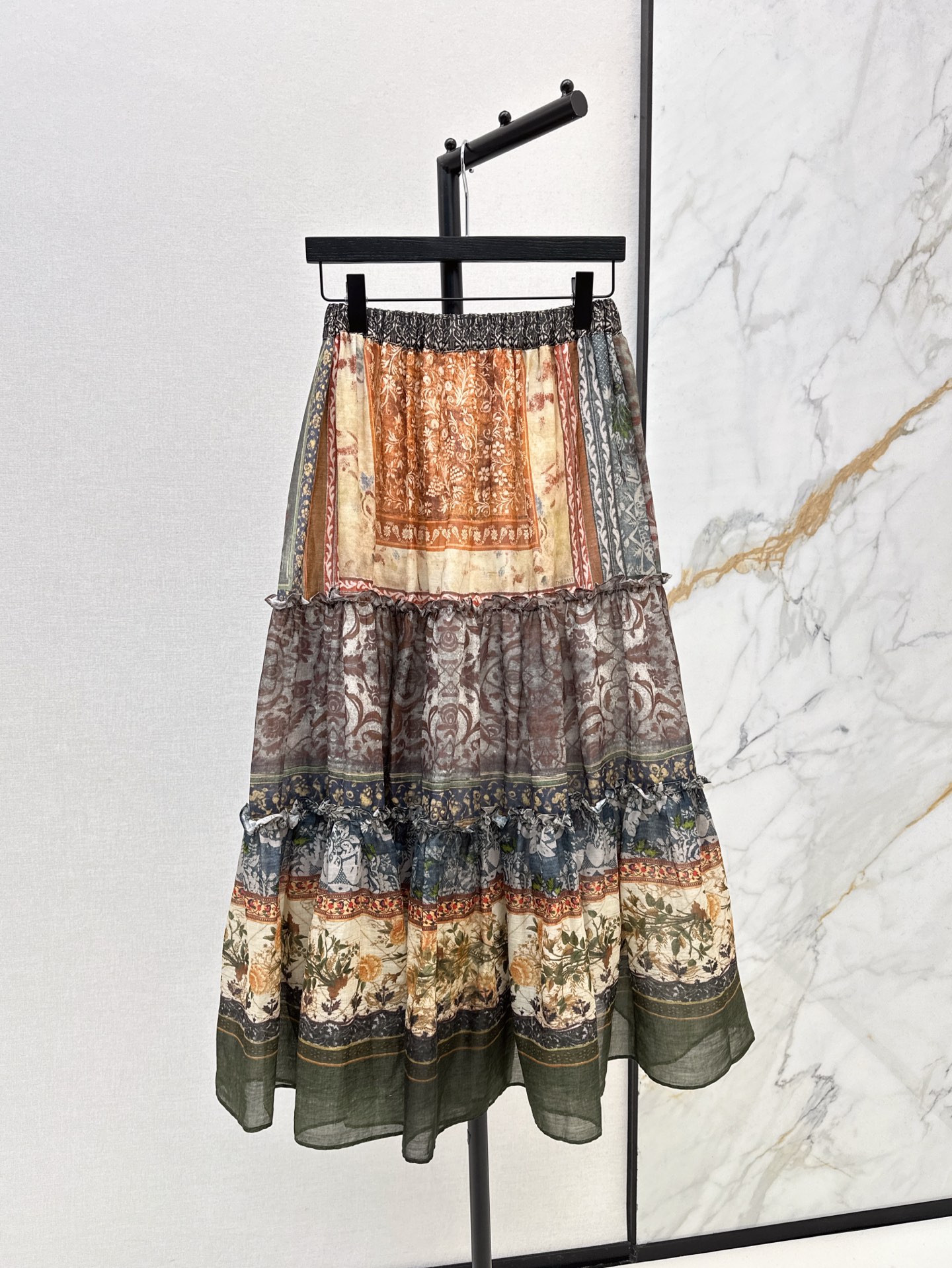 NO:329787,Fashionable niche design 25Ss————The latest wide retro and fashionable style elastic waist skirt in spring and summer 100% ramie fabric, ethnic style printed splicing, flowing long skirt with fashionable and versatile look, one-color spot on sale, skirts, alexander wang19860909时髦小众设计 25Ss————春夏最新宽复古时髦风松紧腰半裙百分百苎麻面料 民族风印花拼接大摆飘逸长半裙时髦百搭显瘦 一色现货发售sml,,skirts,alexander wang,Women's clothing