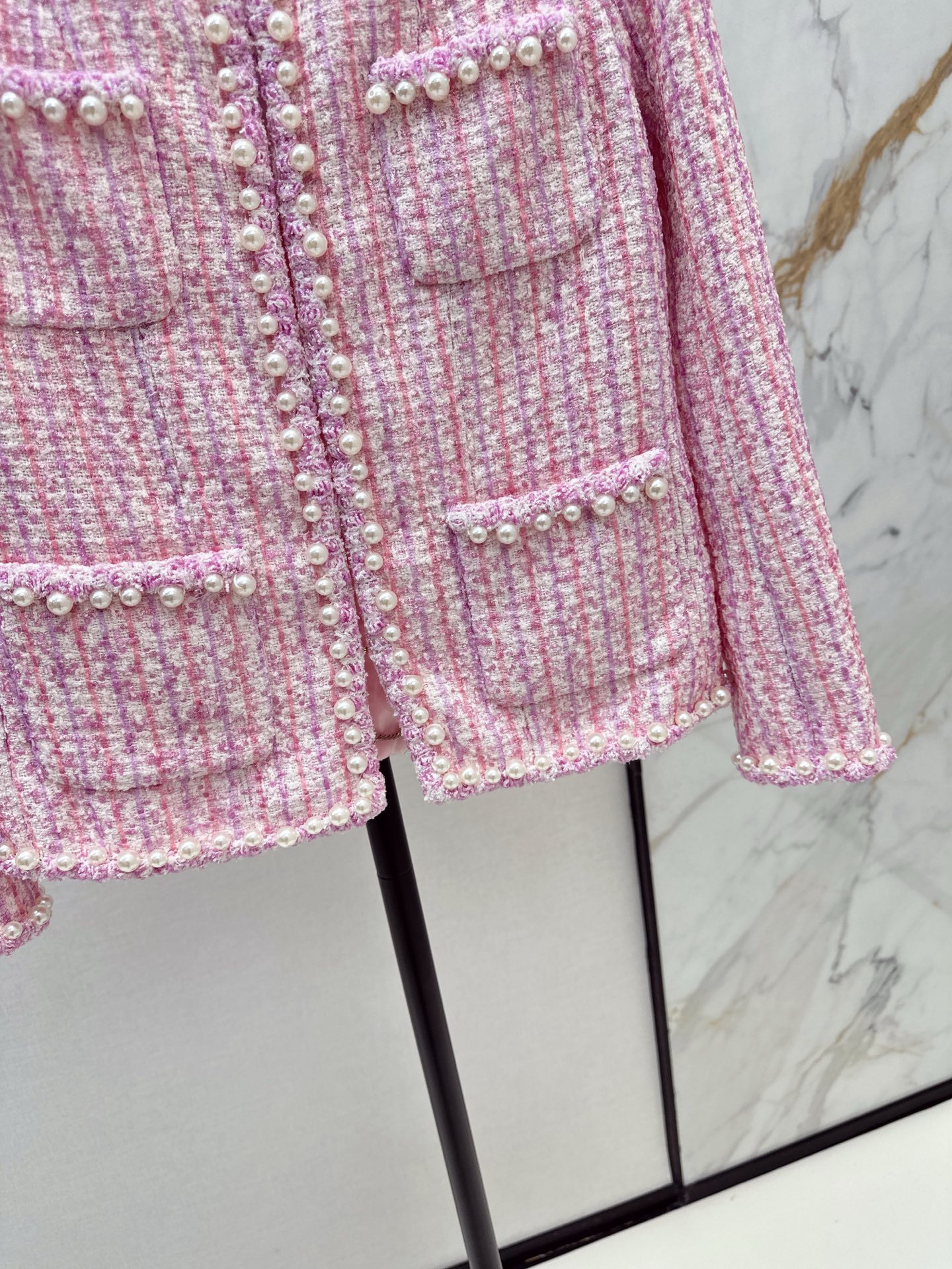 权志龙同款 C家 25Ss————春夏最新款coco女孩高级闪闪樱花粉珍珠外套🩷本季最佳必入绝绝子 定制