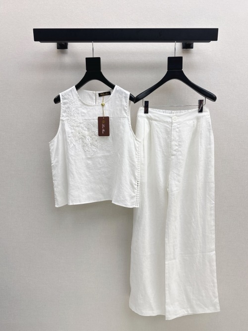 Elegant Embroidered Vest and Wide-Leg Pants Set - Chic Spring/Summer Style 1 Elegant Embroidered Vest and Wide-Leg Pants Set - Chic Spring/Summer Style