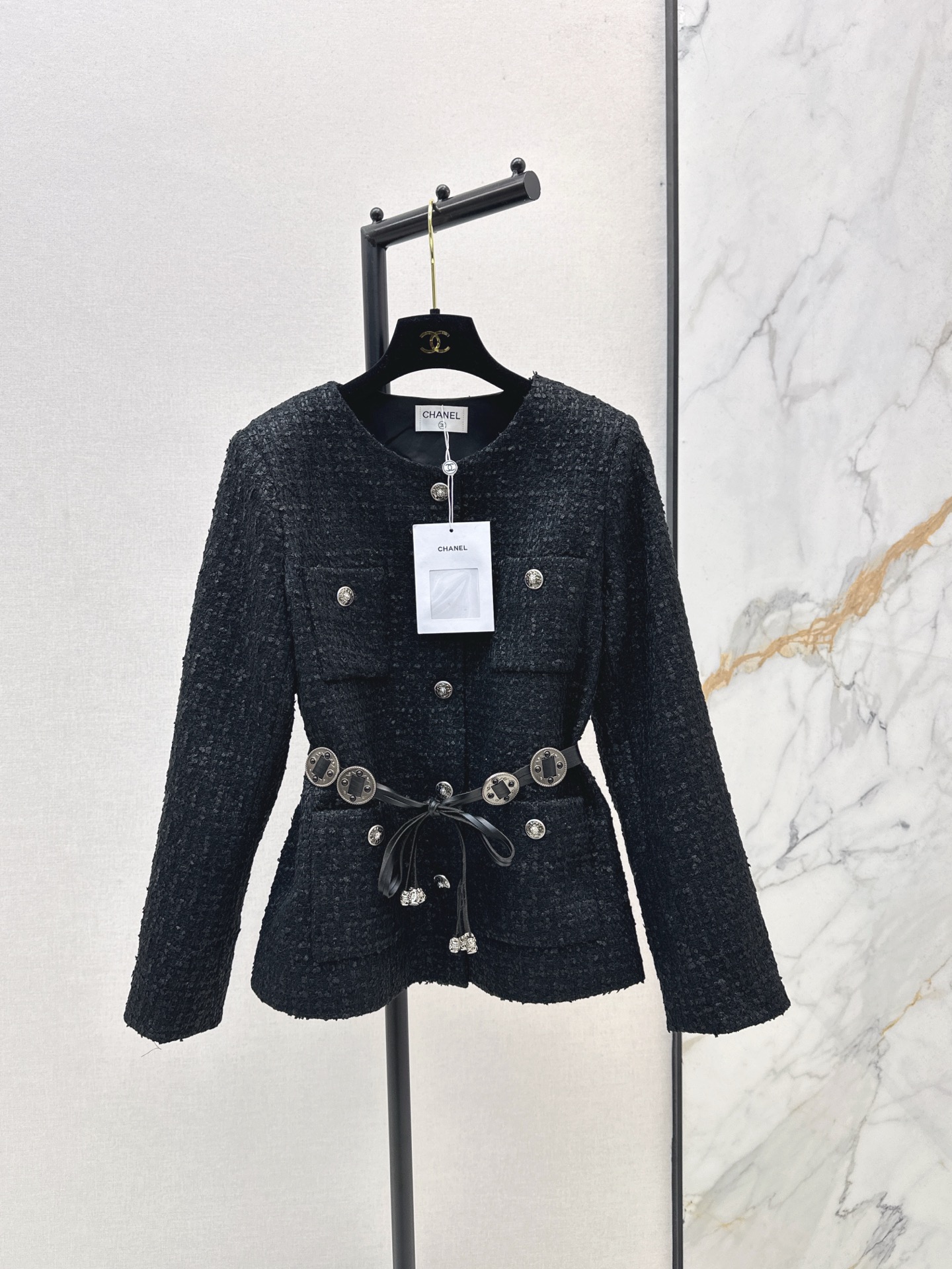 Elegante Chanel-geïnspireerde Tweed Jas met Riem - Luxe Dameskleding