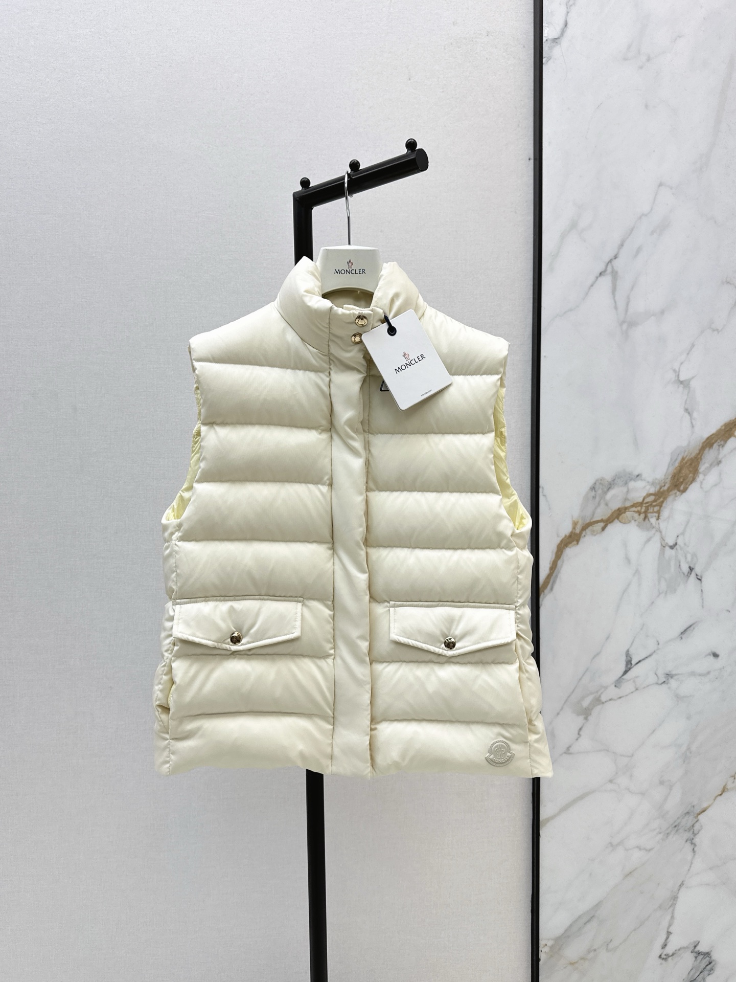 Moncler Women's Short Stand Collar Down Vest - Stylish & Lightweight
