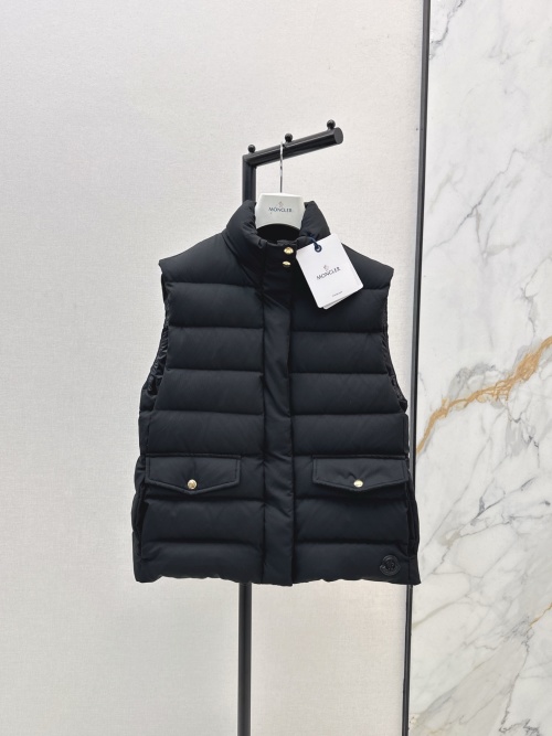 Moncler Women's Black Down Padded Vest Stand Collar Sleeveless Jacket 1 Moncler Women's Black Down Padded Vest Stand Collar Sleeveless Jacket