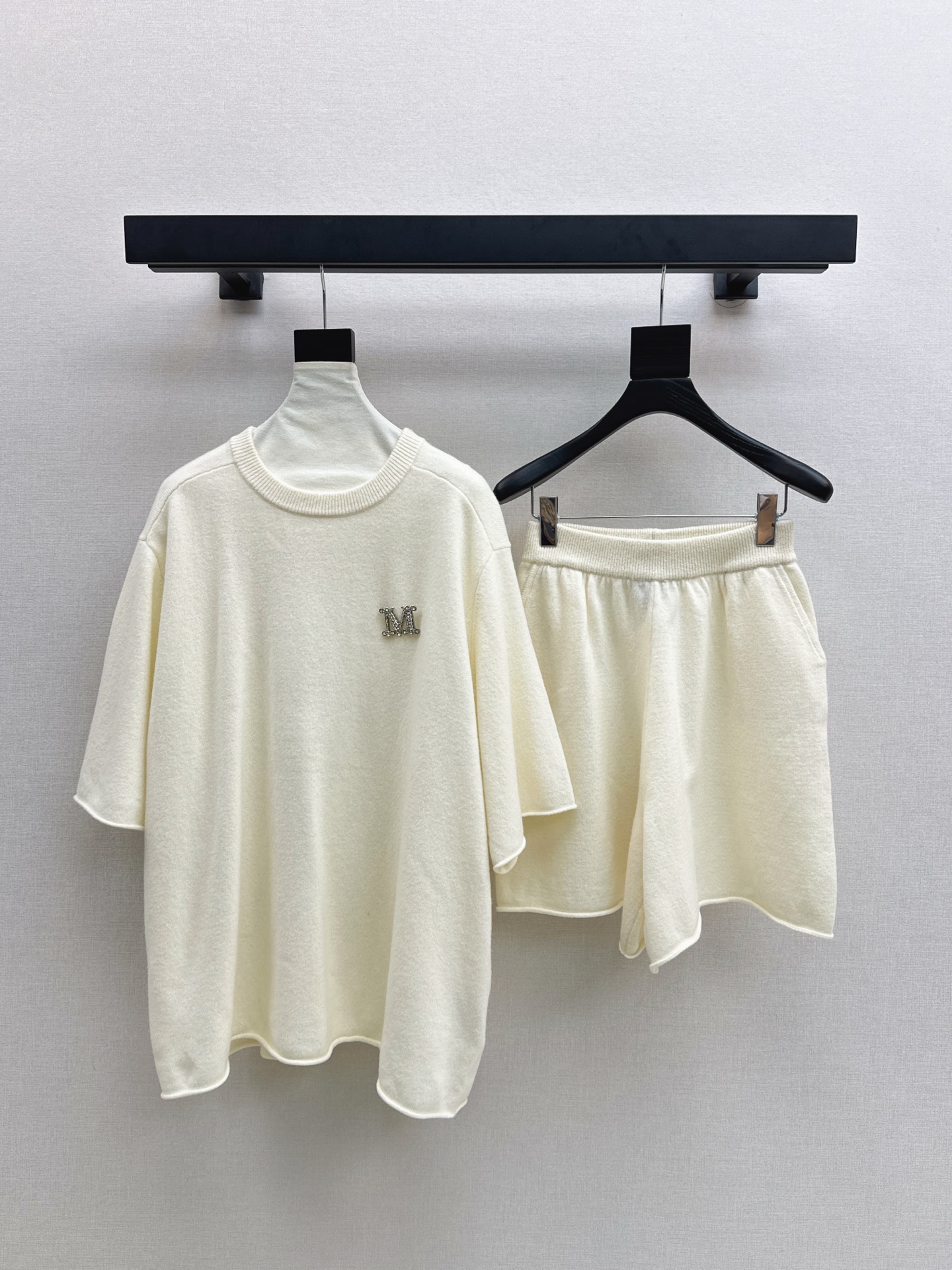 Max Mara Wool Blend Knit Top & Shorts Set - Relaxed Fit, Casual Style