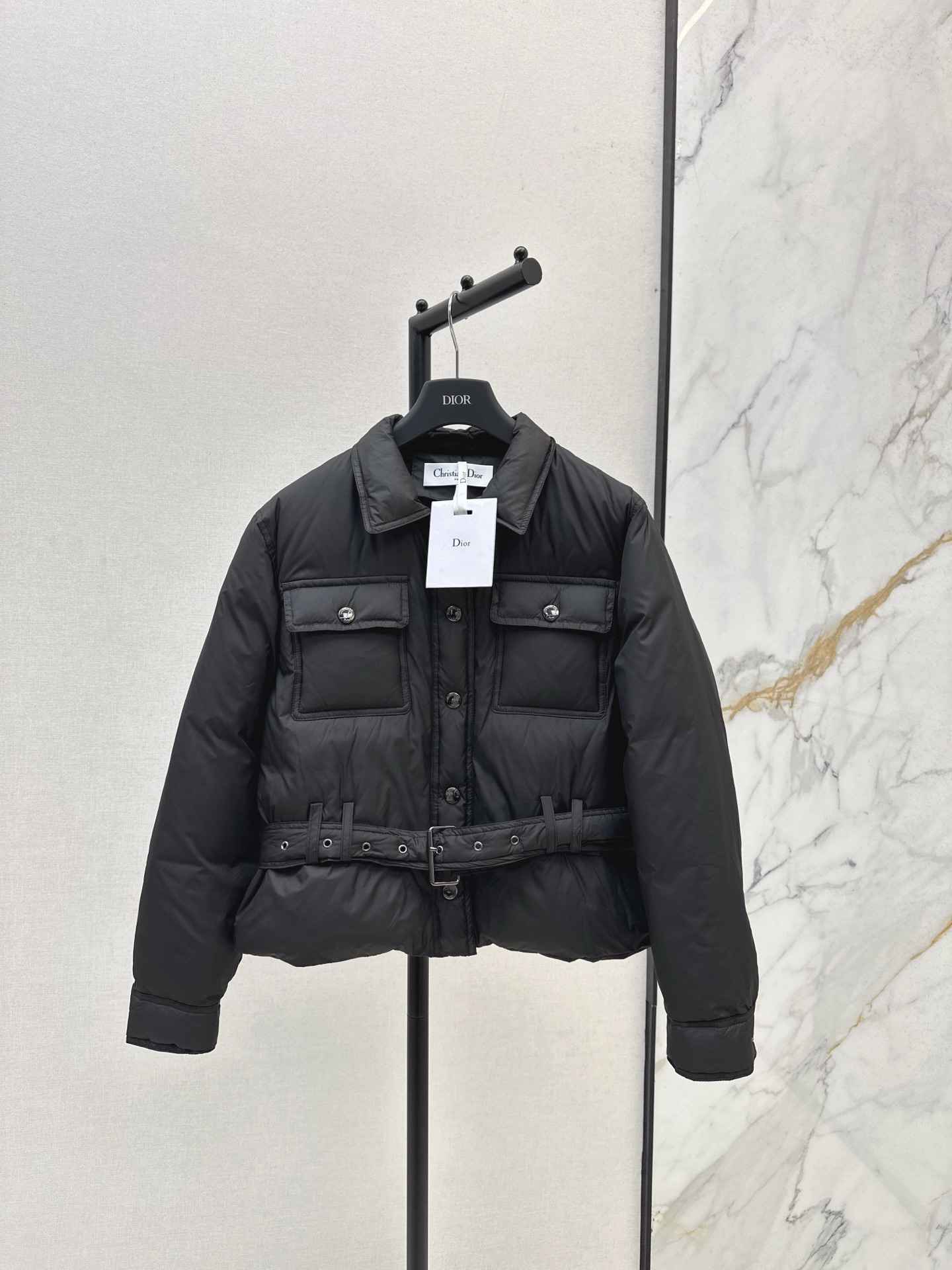 Dior Women's Down Jacket with Belted Waist - Stylish & Slim Fit