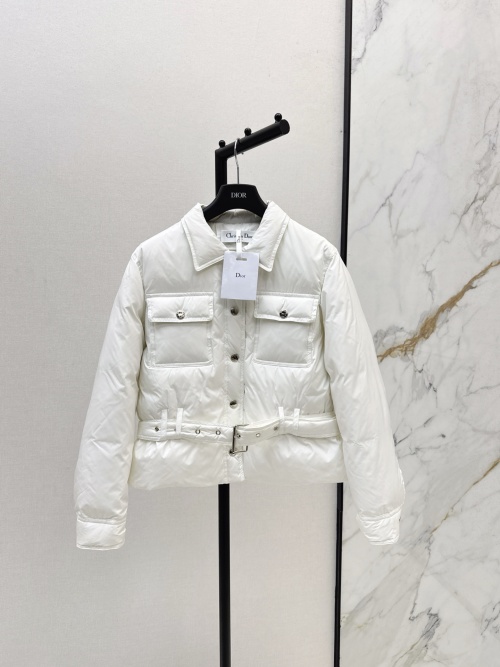 Dior 25Ss Women's Down Jacket,Turn-Down Collar, Double Pocket, Belted Waist 1 Dior 25Ss Women's Down Jacket,Turn-Down Collar, Double Pocket, Belted Waist