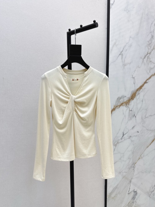 Retro Necklace V-Neck Twist Long Sleeve Slim Fit T-Shirt 1 Retro Necklace V-Neck Twist Long Sleeve Slim Fit T-Shirt