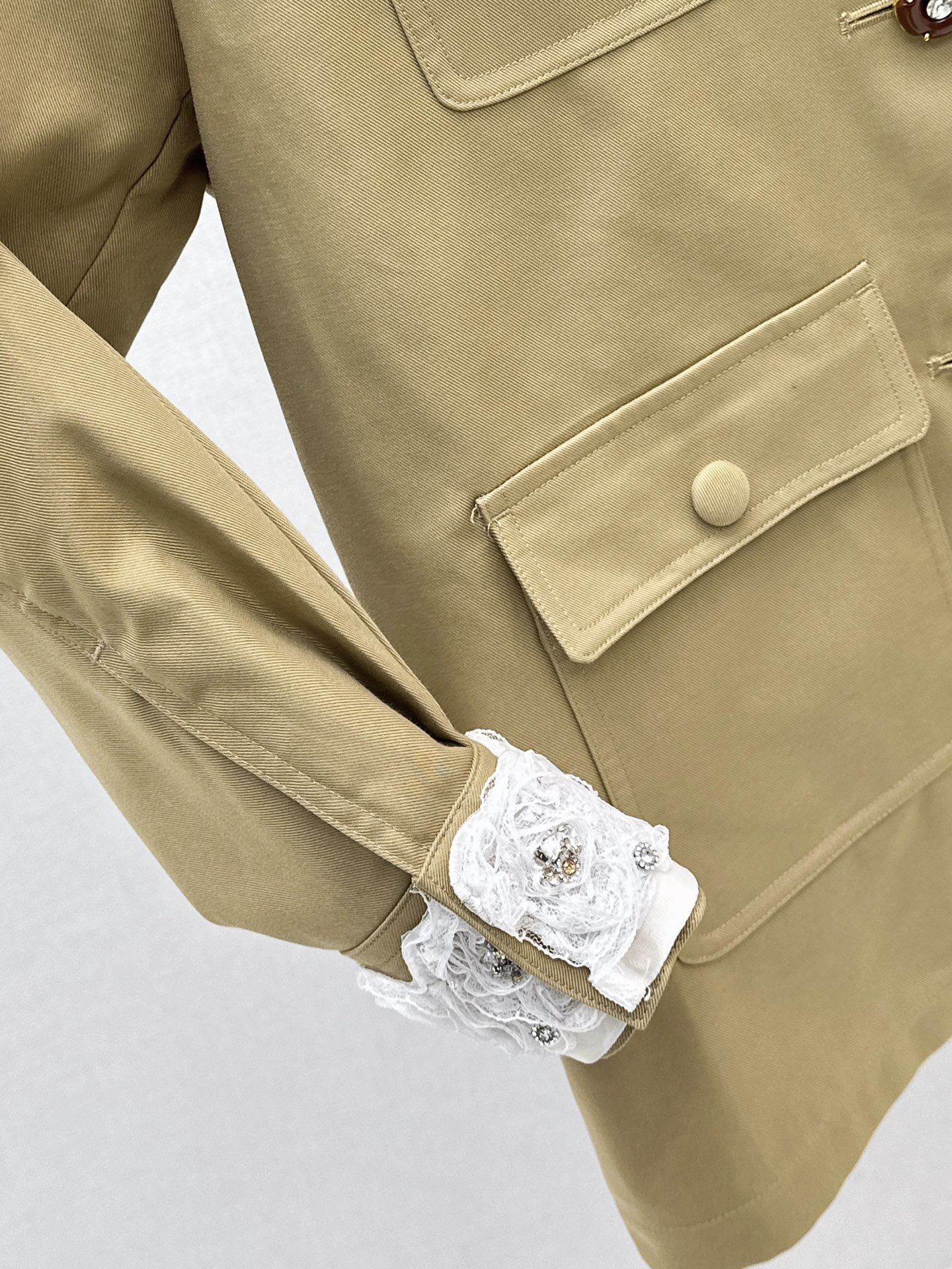 Elegant Khaki Trench Coat with Detachable Lace Cuffs and Collar - VLTN Design 6 i1758107025859 5744 0 5