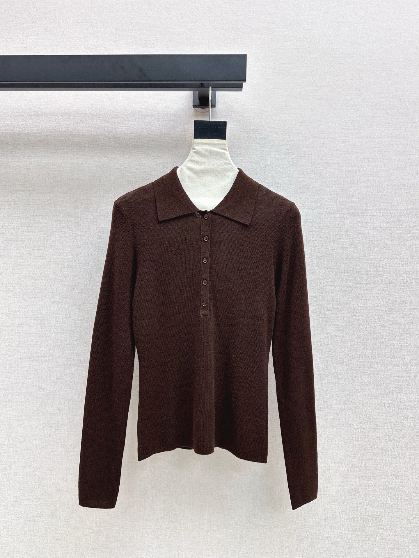 Women's Long Sleeve Knit Shirt Lapel Wool Blend Slim Fit Stylish Top