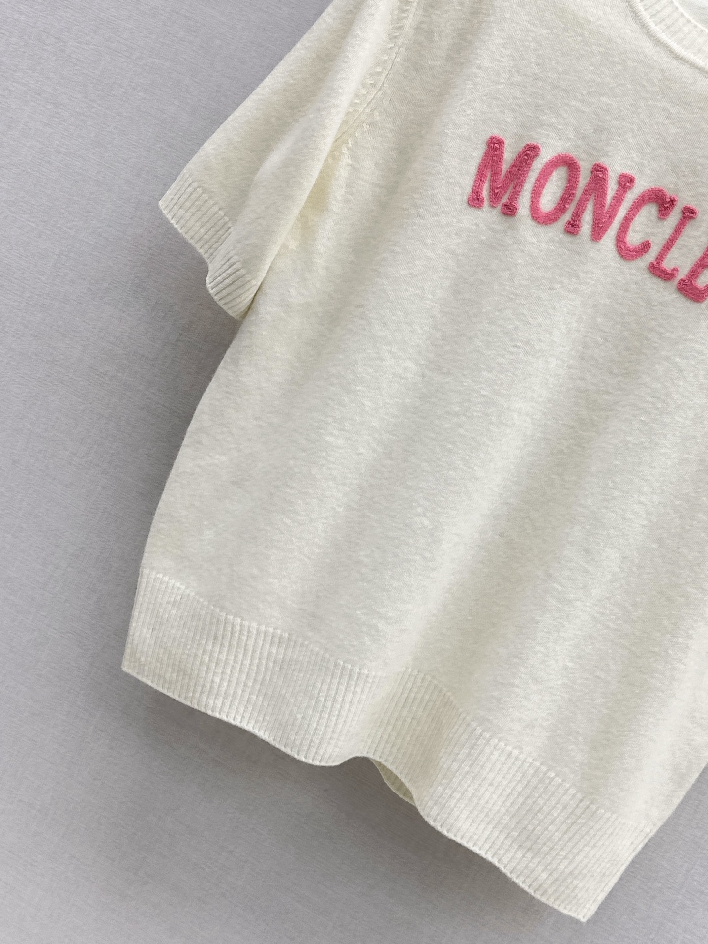 Moncler Women's Logo Embroidered Wool Knit Top - Short Sleeve Sweater 7 i1758108258484 4326 0 5