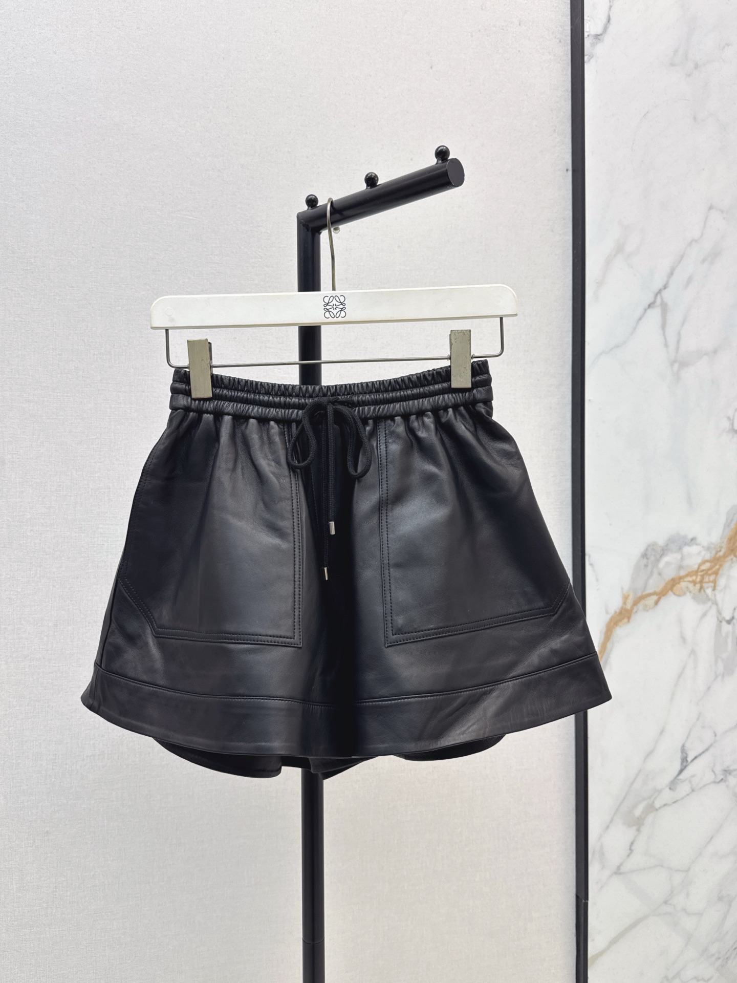Loewe Lambskin Leather Shorts with Elastic Waist and A-Line Cut 1 i1758887387202 3533 0 0