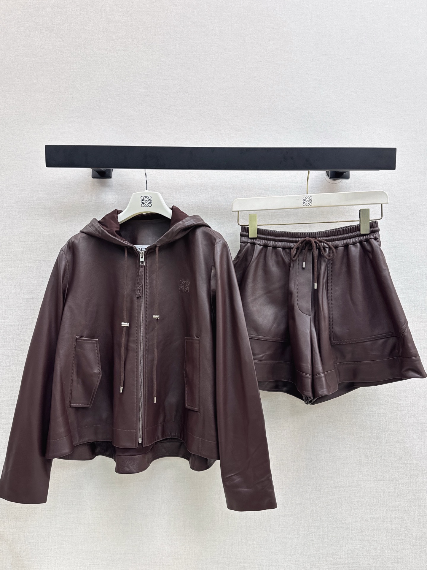 Loewe Lambskin Leather Hoodie and Shorts Set - Stylish Loungewear 1 i1758887707689 4763 0 0