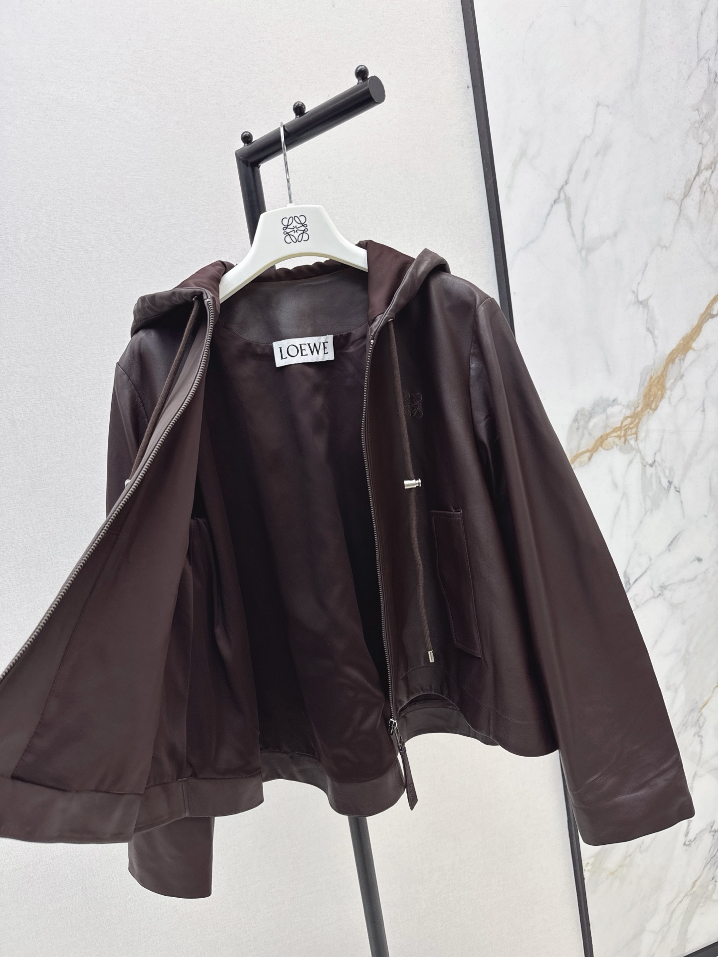 Loewe Lambskin Leather Hoodie and Shorts Set - Stylish Loungewear 8 i1758887712431 6436 0 7