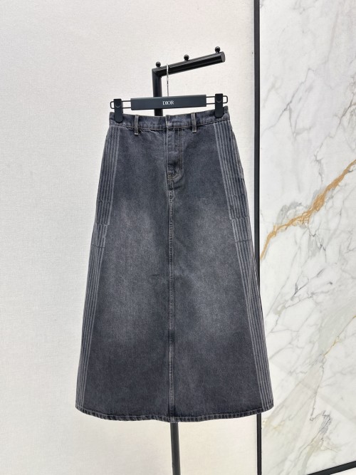 Dior Vintage Gray Denim Midi Skirt with Laser Letter Trim, Fall-Winter 1 Dior Vintage Gray Denim Midi Skirt with Laser Letter Trim, Fall-Winter