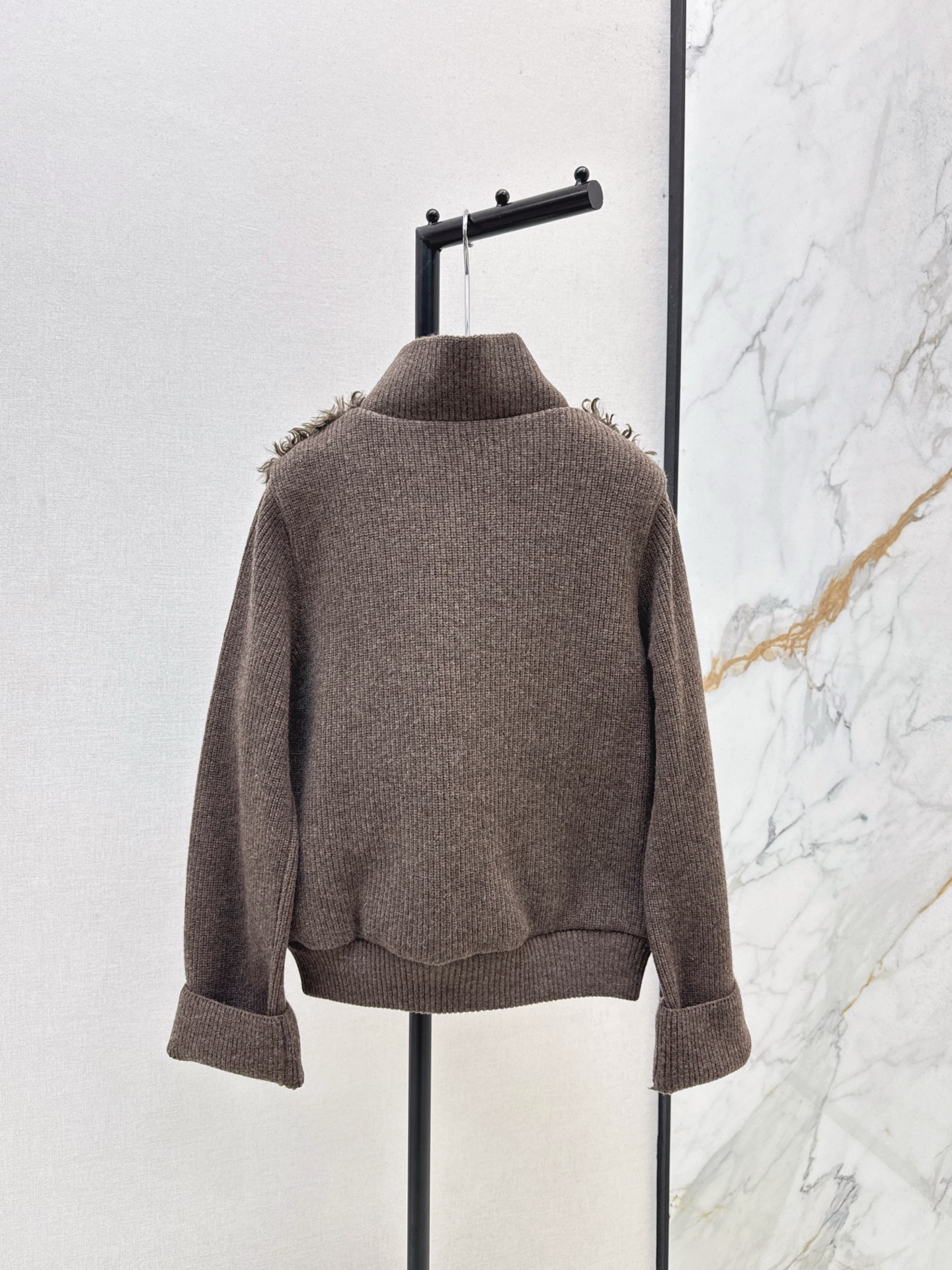 Wool Blend Down Padded Vest Jacket Stand Collar Knitted Sleeve Autumn Winter 9 i1759476784583 4540 0 8