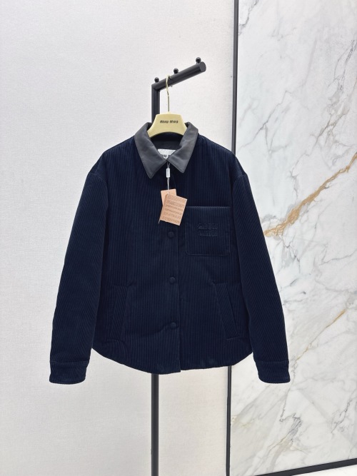 Miu Miu Corduroy Shirt Jacket, Logo Embroidery, White Duck Down Filled 1 Miu Miu Corduroy Shirt Jacket, Logo Embroidery, White Duck Down Filled