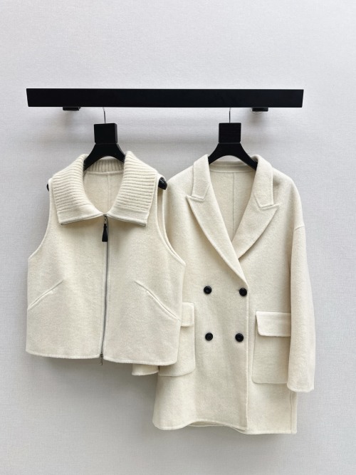 Elegant Wool Blend Vest and Double-Breasted Coat Set - Timeless Style 1 Elegant Wool Blend Vest and Double-Breasted Coat Set - Timeless Style
