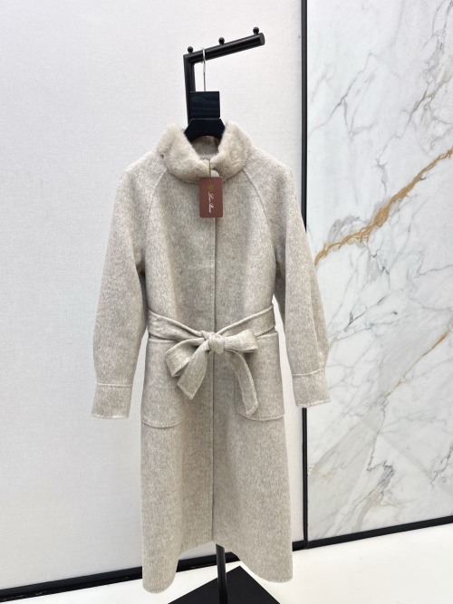 Elegant Wool & Mink Collar Long Coat with Belt - High-End Winter Style 1 Elegant Wool & Mink Collar Long Coat with Belt - High-End Winter Style