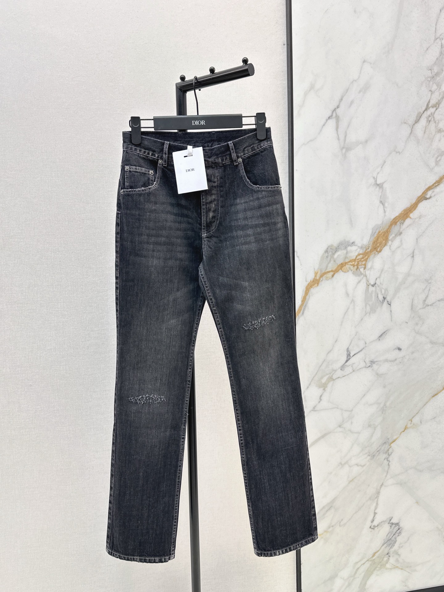 Dior 25Ss High-Waisted Slim Fit Jeans With Distressed Detailing