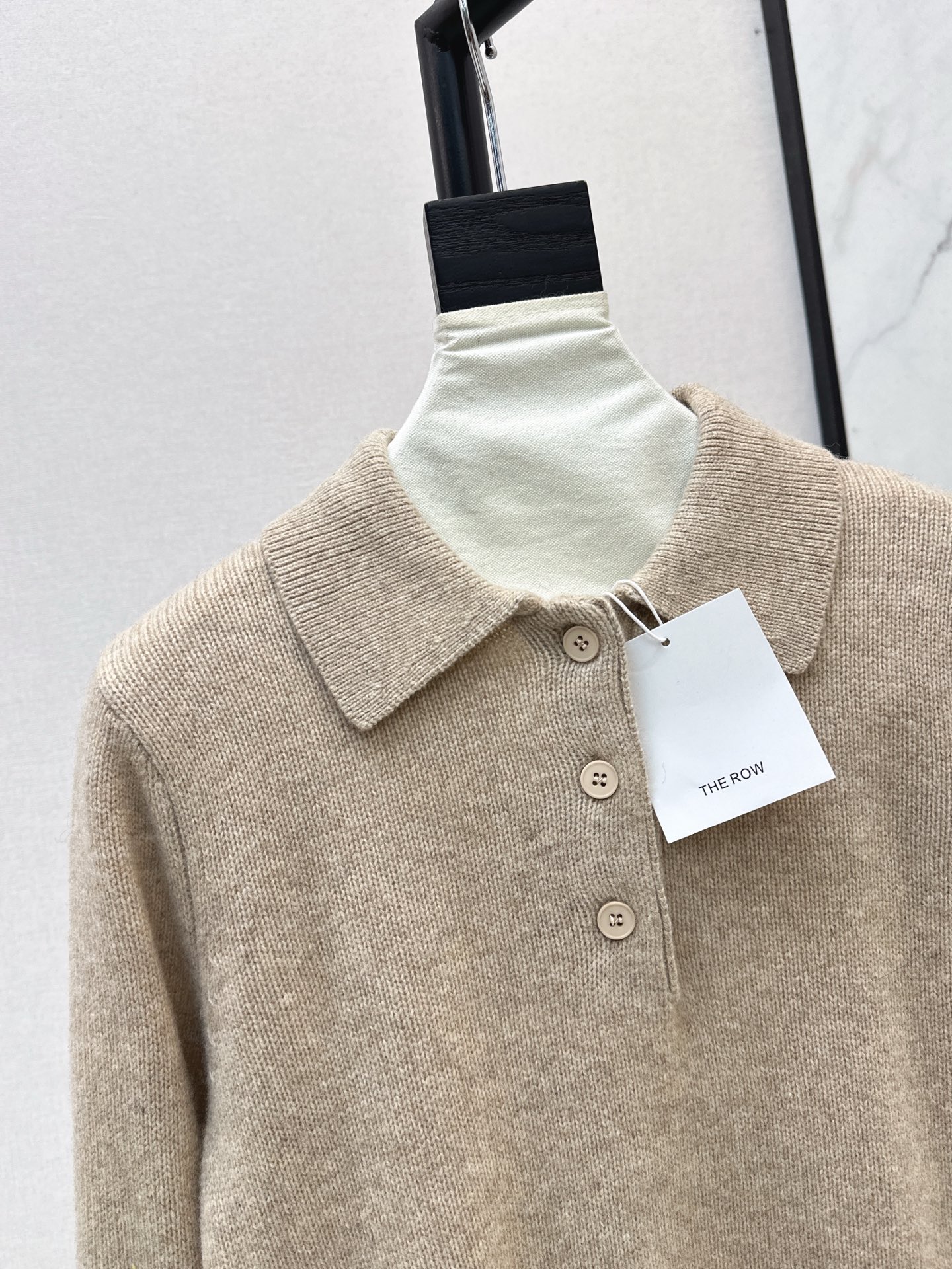 The Row Women's Wool Knit Polo Shirt Casual Long Sleeve Beige 6 i1761131376223 8565 0 4