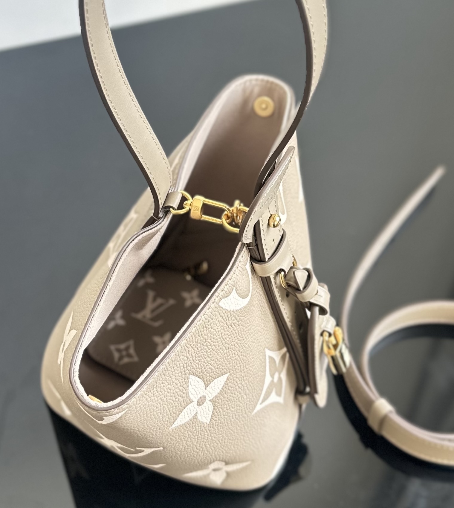 Louis Vuitton All In BB Monogram Empreinte Leather Bucket Bag, Gray 7 i1740814247898 4514 0 5