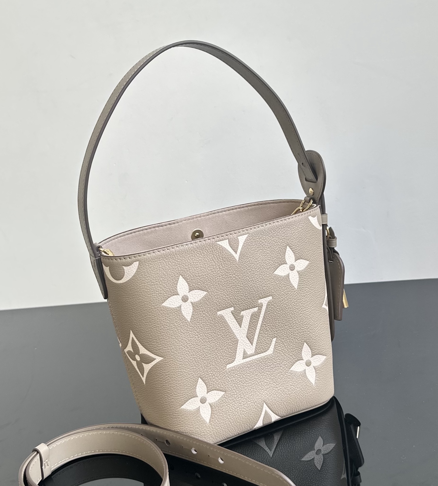 Louis Vuitton All In BB Monogram Empreinte Leather Bucket Bag, Gray 9 i1740814248294 9452 0 7