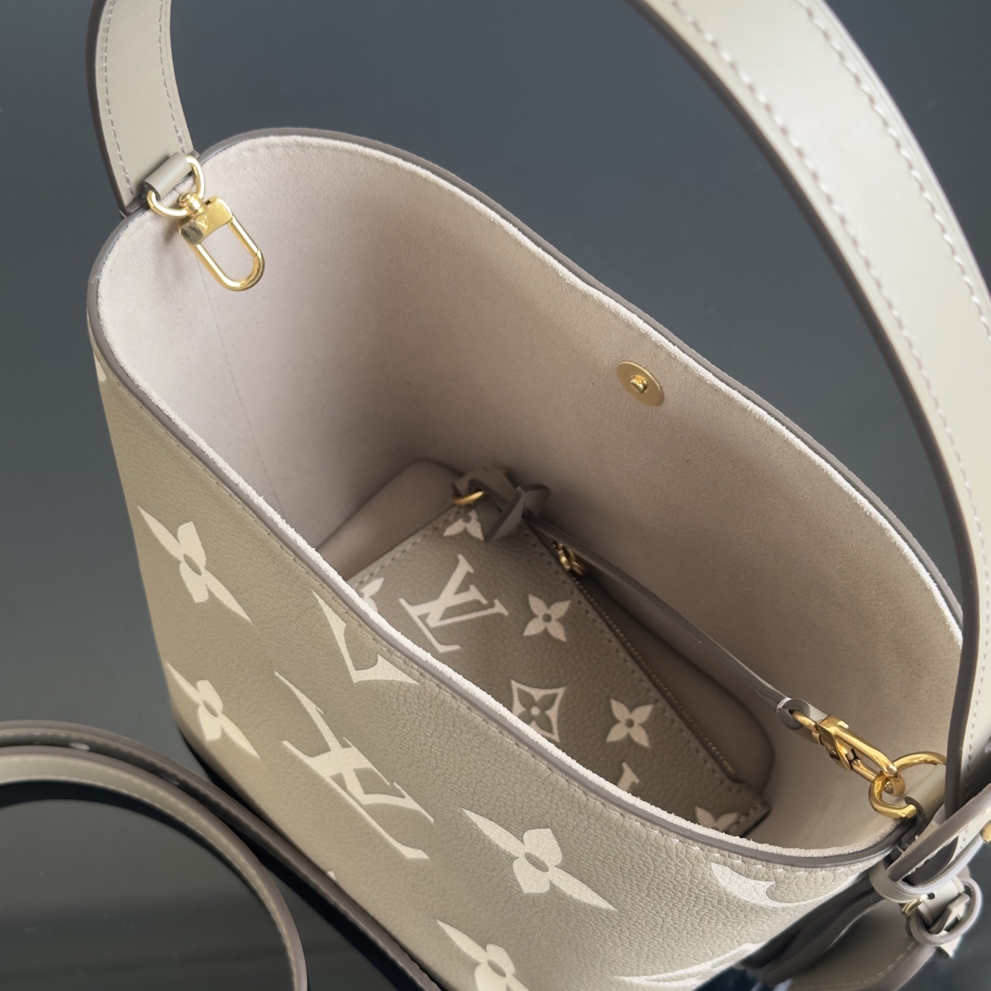 Louis Vuitton All In BB Monogram Empreinte Leather Bucket Bag, Gray 10 i1740814248329 9496 0 8