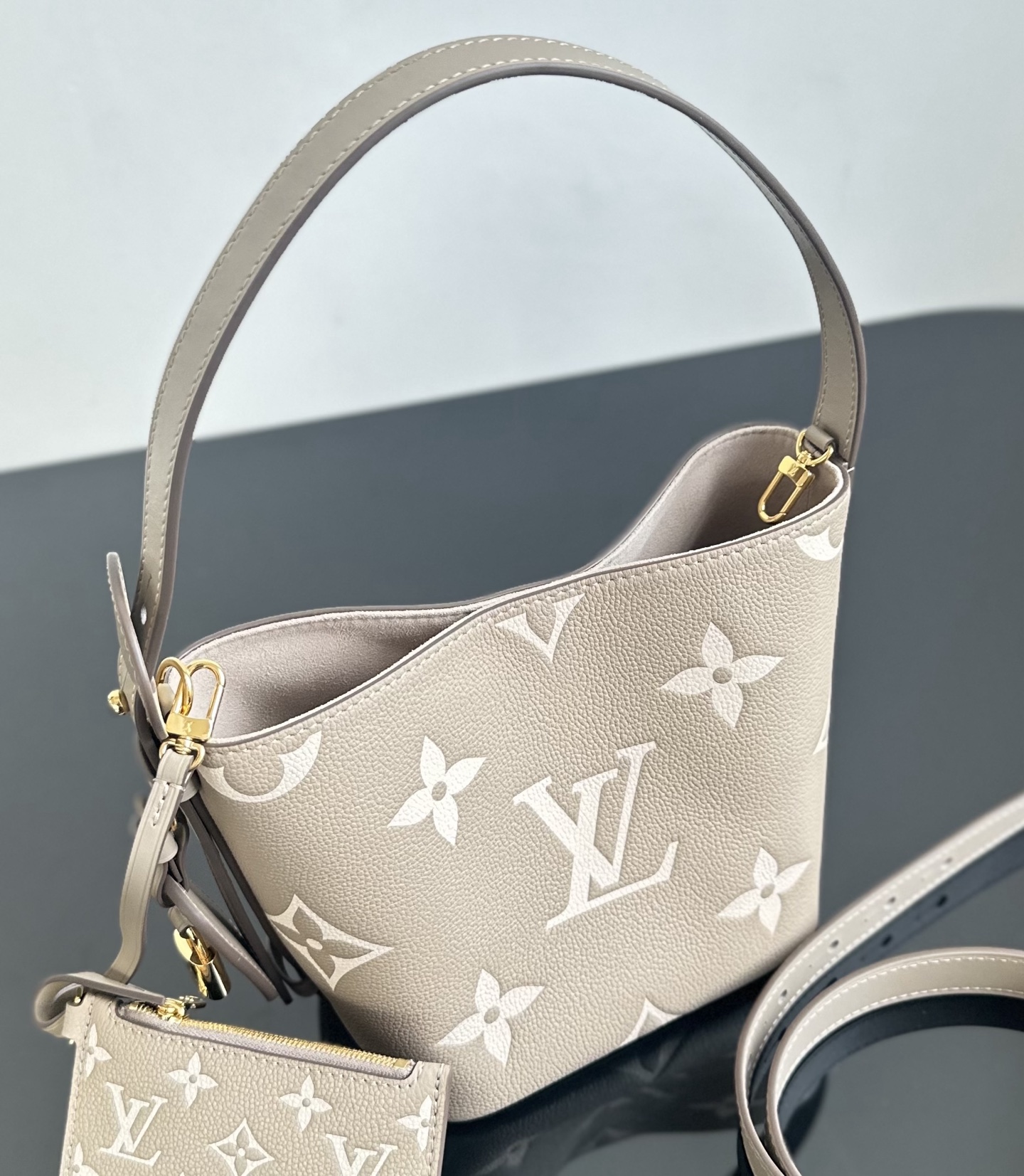 Louis Vuitton All In BB Monogram Empreinte Leather Bucket Bag, Gray 5 i1740814248911 8369 0 3