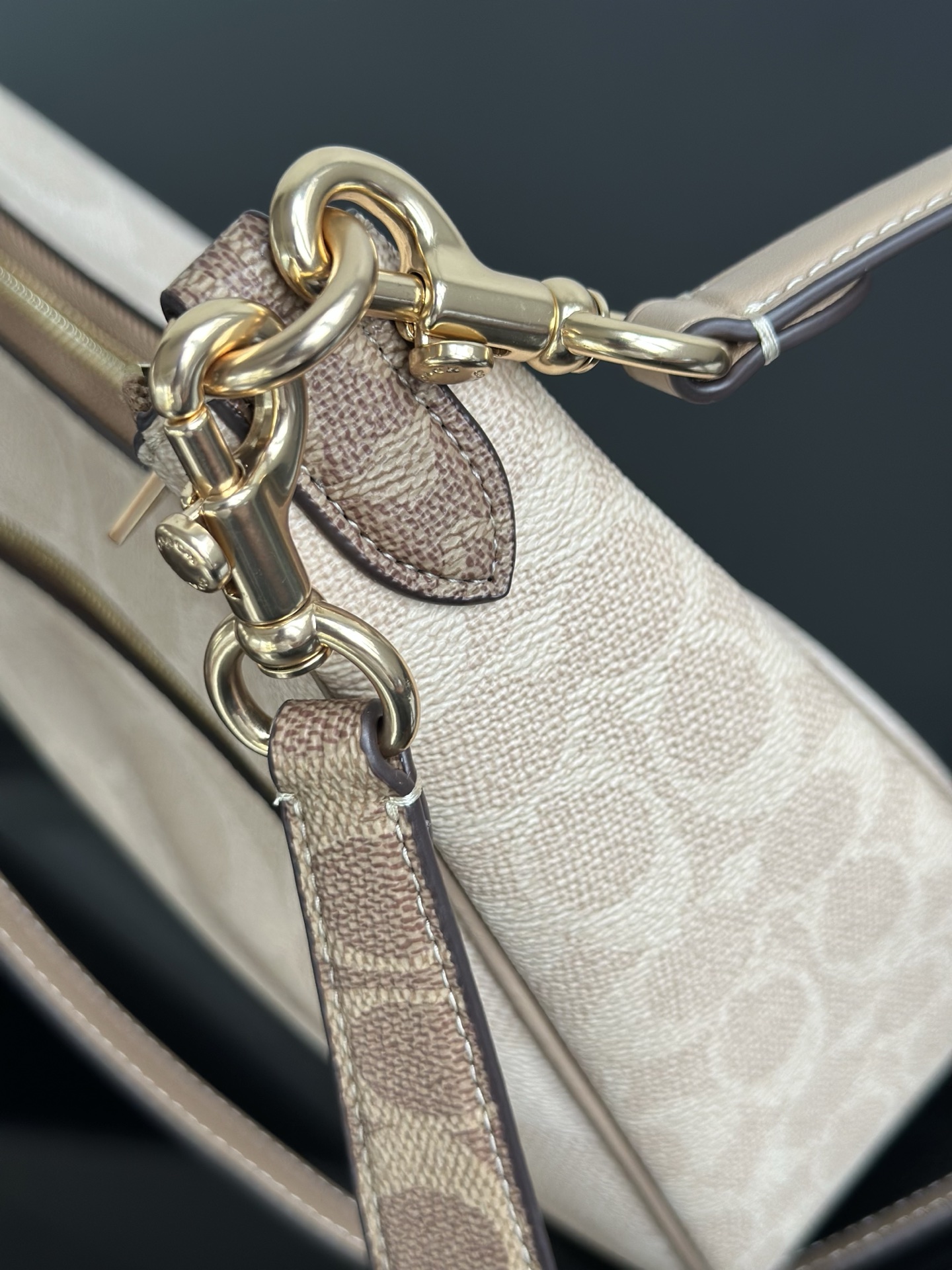Coach CAA69大C豆沙色 ～原Coach蔻驰CV940/CAA69 Teri系列大号月牙包/腋下包5个配色