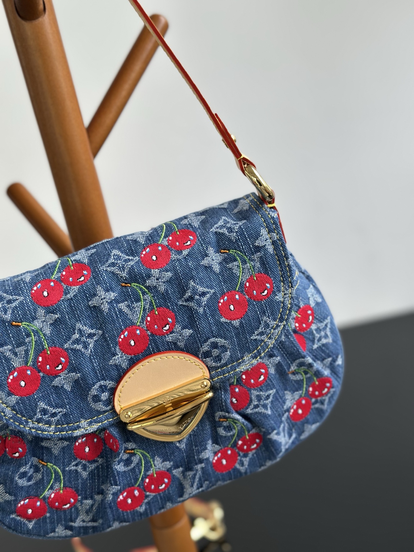 Louis Vuitton Sunset Monogram Denim Bag with Cherry Embroidery & Leather Strap 4 i1752825223898 1614 0 2