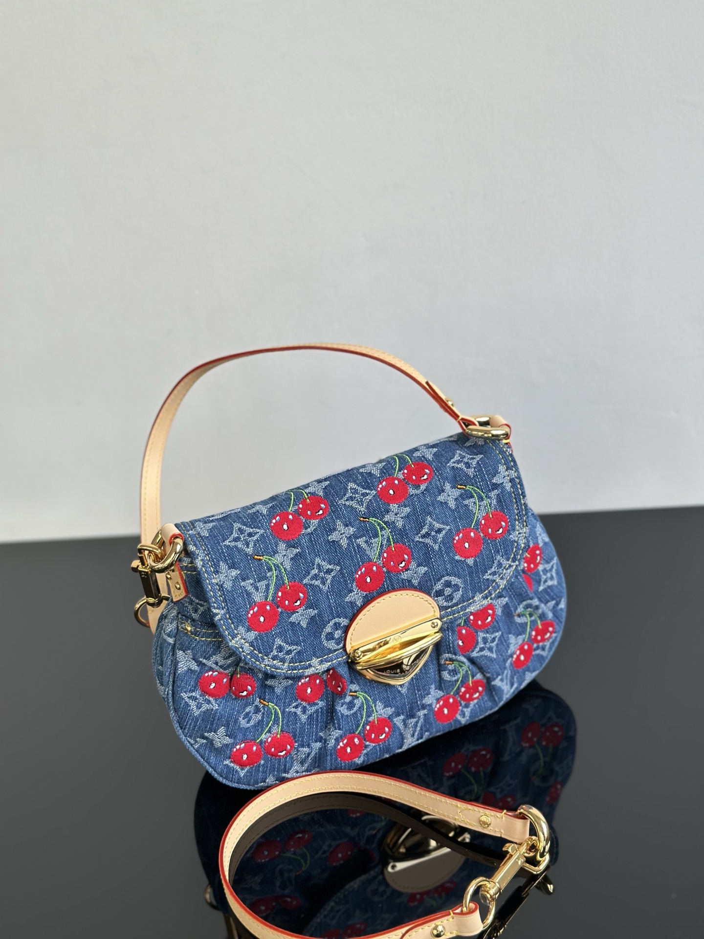 Louis Vuitton Sunset Monogram Denim Bag with Cherry Embroidery & Leather Strap 7 i1752825225151 7704 0 5