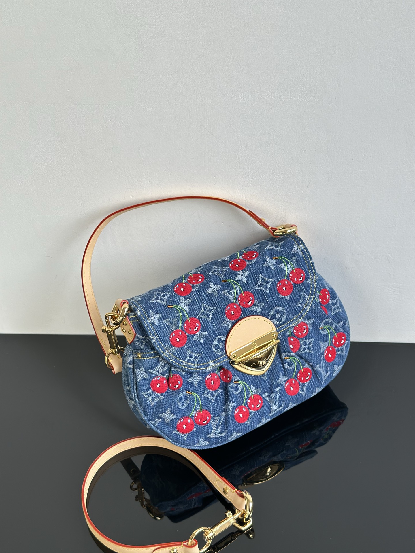 Louis Vuitton Sunset Monogram Denim Bag with Cherry Embroidery & Leather Strap 6 i1752825225238 7082 0 4