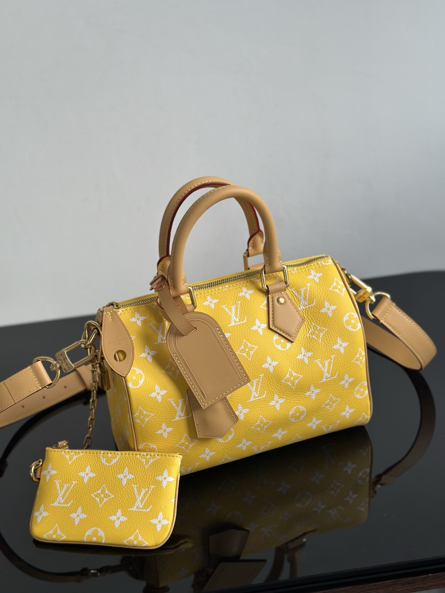 Louis Vuitton Speedy Bandoulière 25 Yellow Monogram Leather Satchel 1 Louis Vuitton Speedy Bandoulière 25 Yellow Monogram Leather Satchel