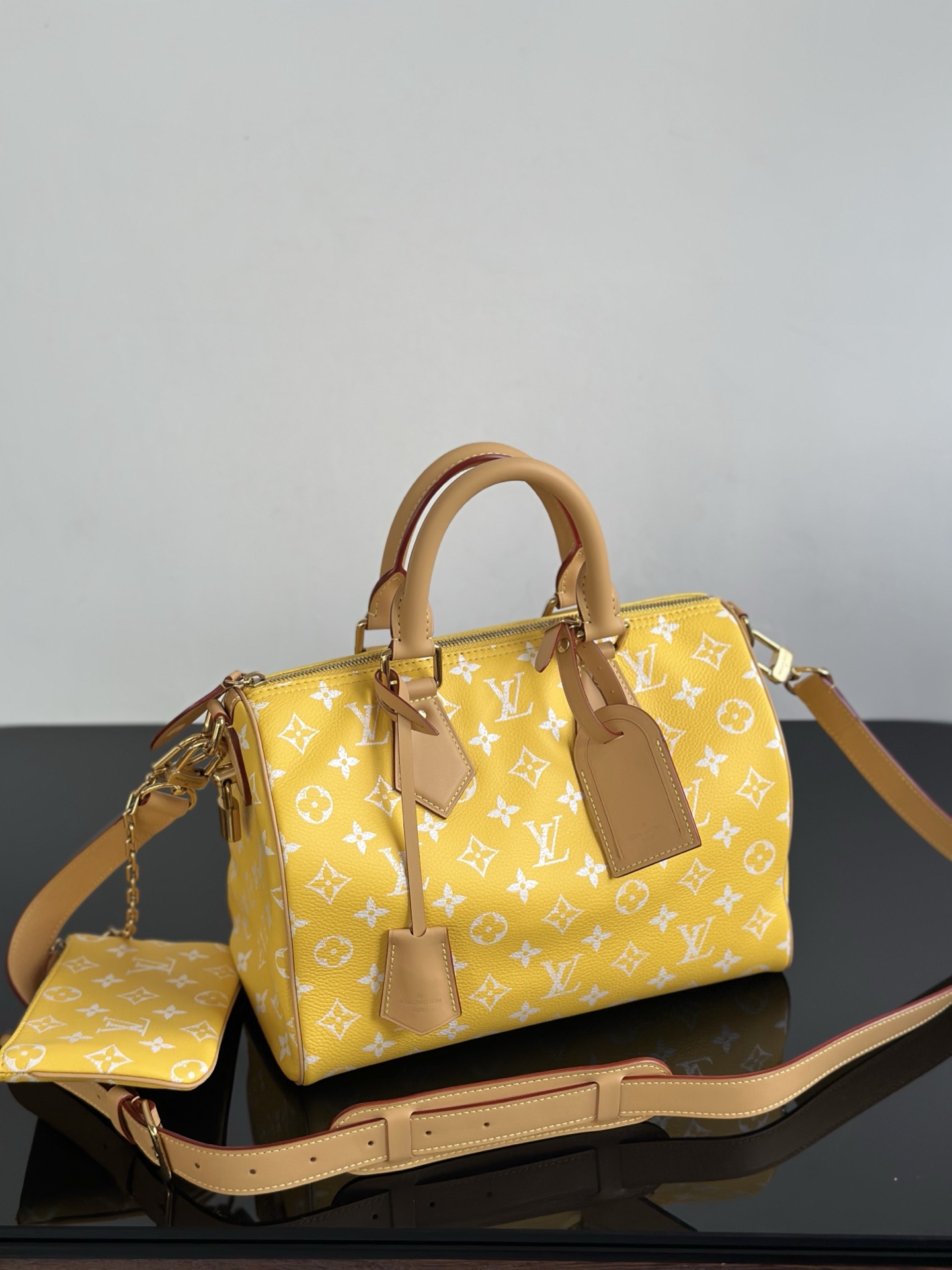 Louis Vuitton Speedy Bandoulière 30 Yellow Monogram Leather Satchel