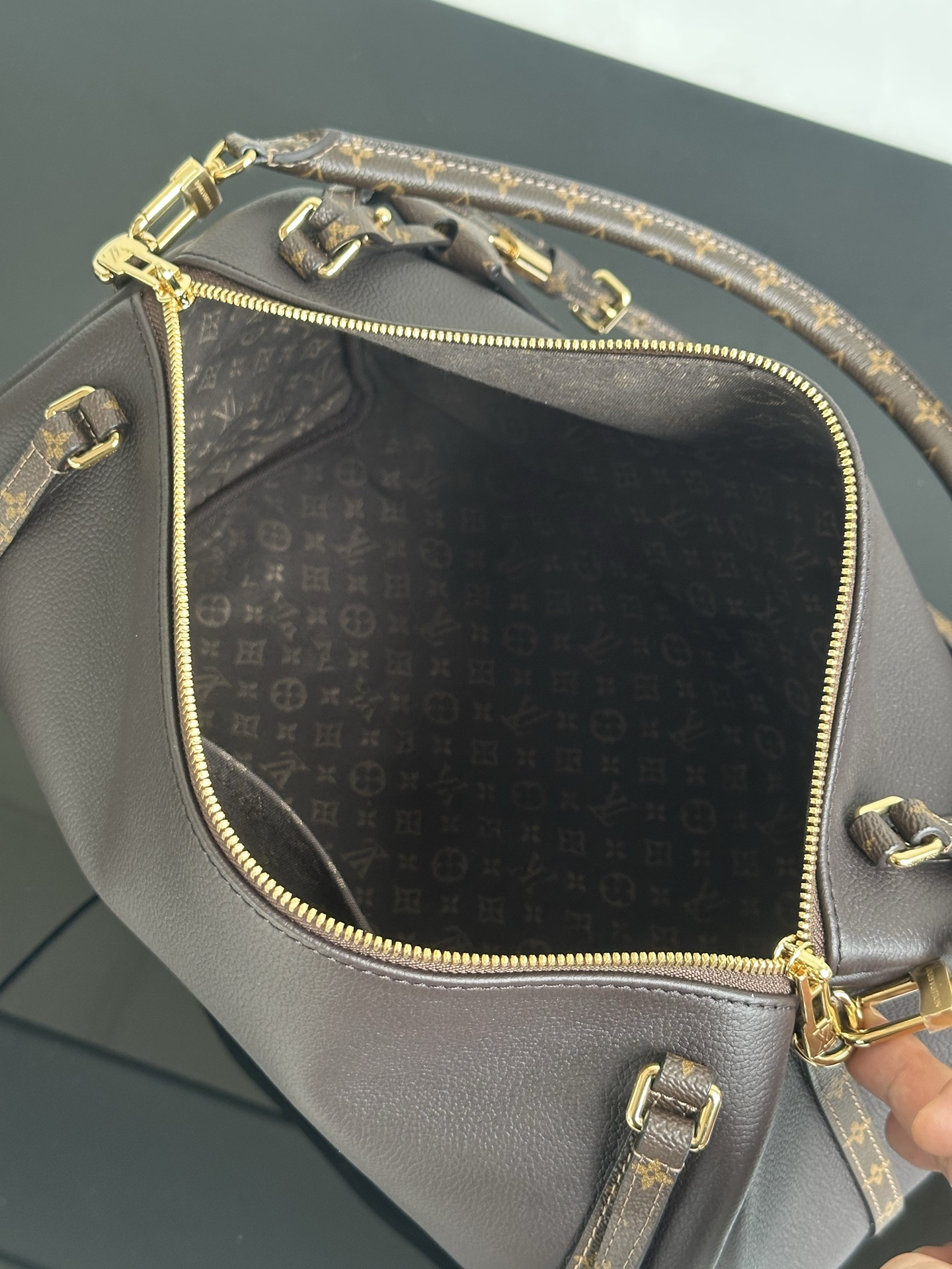 Louis Vuitton Express Medium Dark Brown Leather Handbag with Monogram Trim 13 i1757505064984 3154 0 8