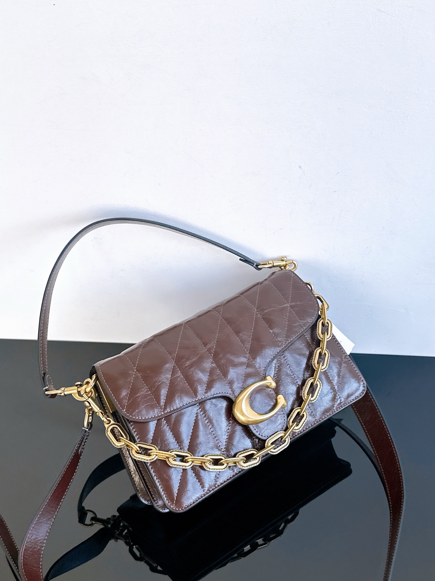 Coach CAF55: Oil wax leather wine red